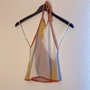 Color block knit halter top
